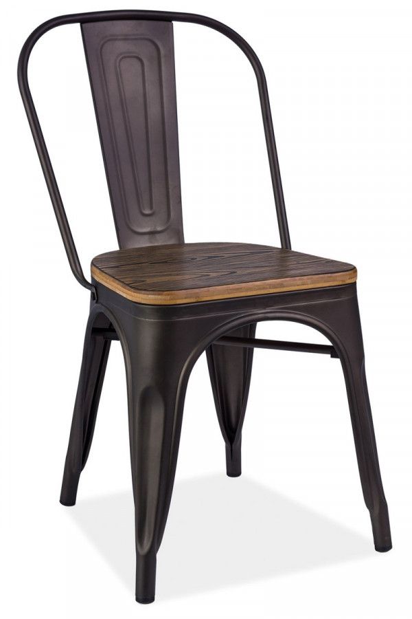 Casarredo Jídelní kovová židle LOFT grafit/ořech - ATAN Nábytek