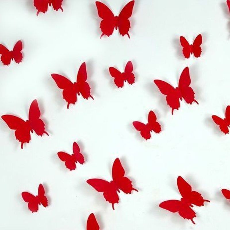 Sada 12 červených samolepek Ambiance Butterflies - Favi.cz