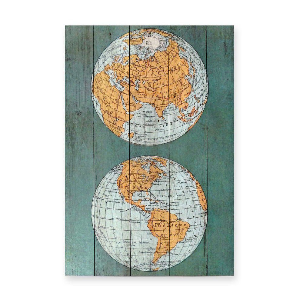 Dřevěná nástěnná dekorativní cedule Surdic Tabla The World, 40 x 60 cm - Bonami.cz