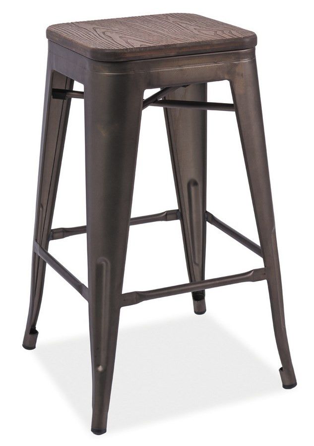 Casarredo Barová kovová židle LONG grafit/tm.ořech - ATAN Nábytek