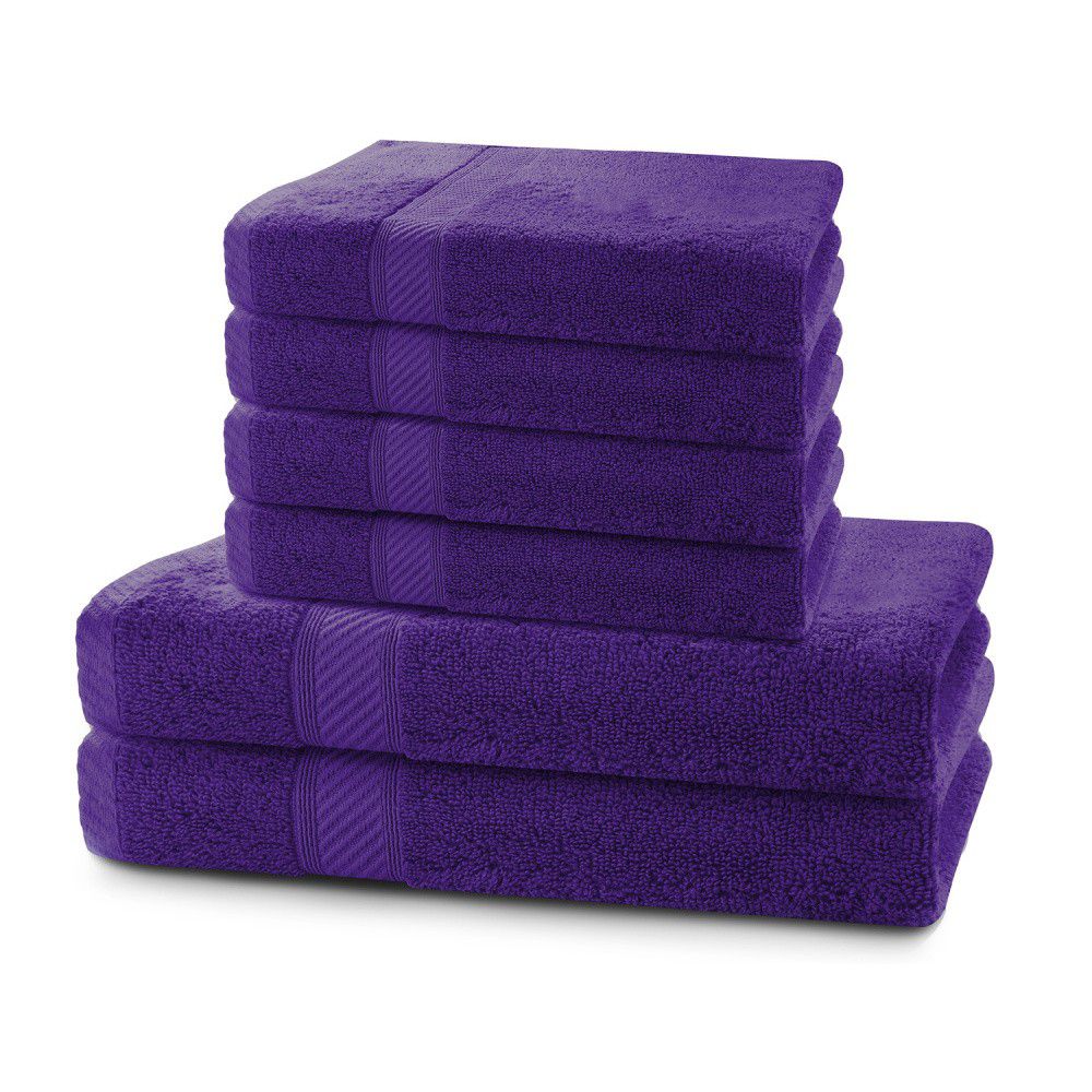 Set 2 tmavě fialových osušek a 4 ručníků DecoKing Bamby Purple - Bonami.cz