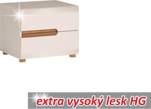 Noční stolek, bílá extra vysoký lesk HG / dub sonoma tmavý truflový, LYNATET TYP 96 - M DUM.cz