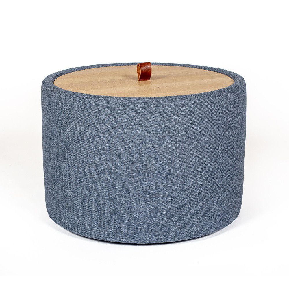 Odkládací stolek v denimově modré barvě se snímatelnou deskou z dubového dřeva Askala Ibisco, ⌀ 56 cm - Bonami.cz