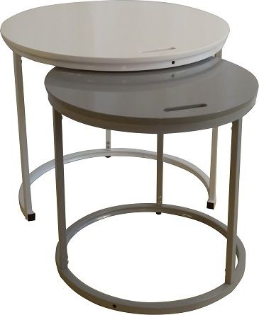 Příruční stolek, bílá / šedá, NERIMAN 2v1 - M DUM.cz