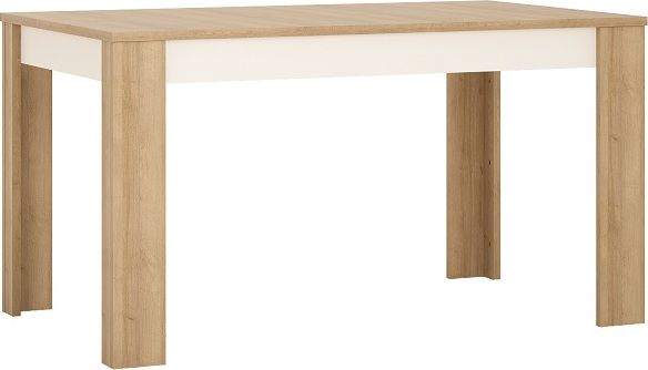 Jídelní stůl LYOT03, rozkládací, dub riviera / bílá, 140-180x85 cm, LEONARDO Mdum - M DUM.cz