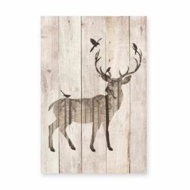 Dřevěná nástěnná dekorativní cedule z borovicového dřeva Really Nice Things Watercolor Deer, 40 x 60 cm
