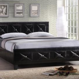 Manželská postel, s roštem, ekokůže černá, 180x200, CARISA Mdum