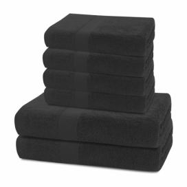 DecoKing Sada ručníků a osušek Marina černá, 4 ks 50 x 100 cm, 2 ks 70 x 140 cm