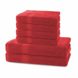 Set 2 červených osušek a 4 ručníků DecoKing Bamby Red