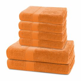 Set 2 bavlněných oranžových osušek a 4 ručníků DecoKing Marina