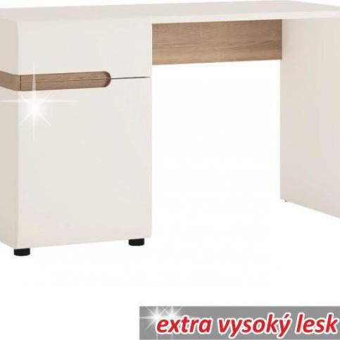 PC stůl, bílá extra vysoký lesk HG / dub sonoma tmavý truflový, LYNATET TYP 80 - M DUM.cz