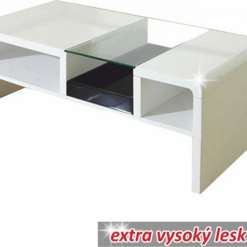 Konferenční stolek, bílá / sklo, SHAPE - M DUM.cz