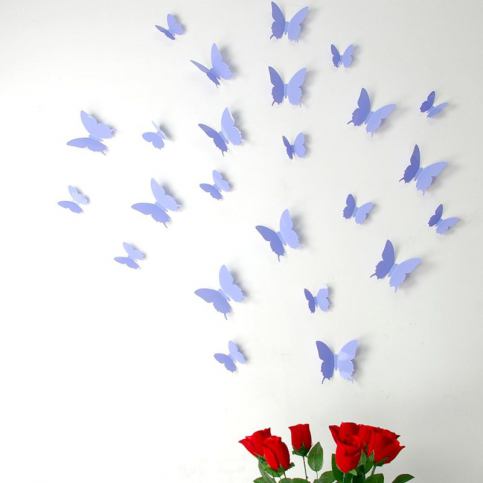 Sada 12 fialových 3D samolepek Ambiance Butterflies - Favi.cz