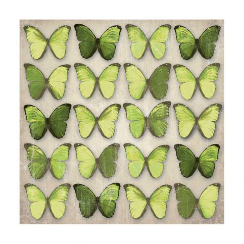Arthouse Metalický obraz na plátně - Green butterflies 57x57 cm - GLIX DECO s.r.o.