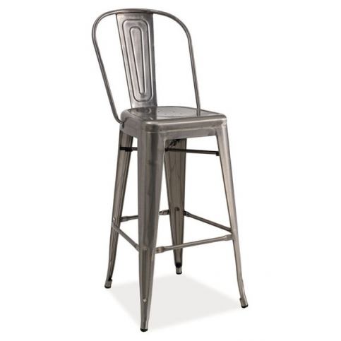 Casarredo Barová kovová židle LOFT H-1 kartáčovaná ocel - ATAN Nábytek
