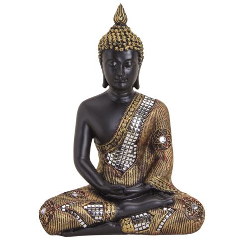 Dekorační soška Buddha, černozlatá - Velký Košík