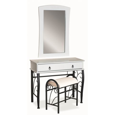 Toaletní stolek 1102 se zrcadlem bílá/černá - Nábytek Harmonia s.r.o.