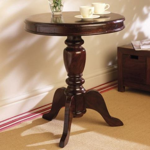 Kulatý stolek Colombo z indického masivu palisandr Barva Barva č. 7 - Antique White  THD-RS - Lakšmi - Indický Nábytek.cz