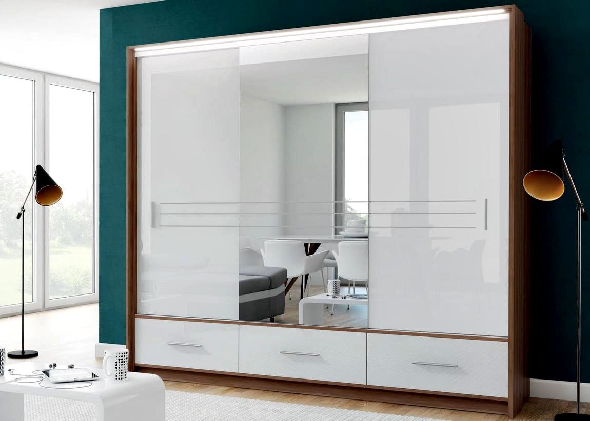 Casarredo Šatní skříň AMSTERDAM 250L se zrcadlem bílá - ATAN Nábytek