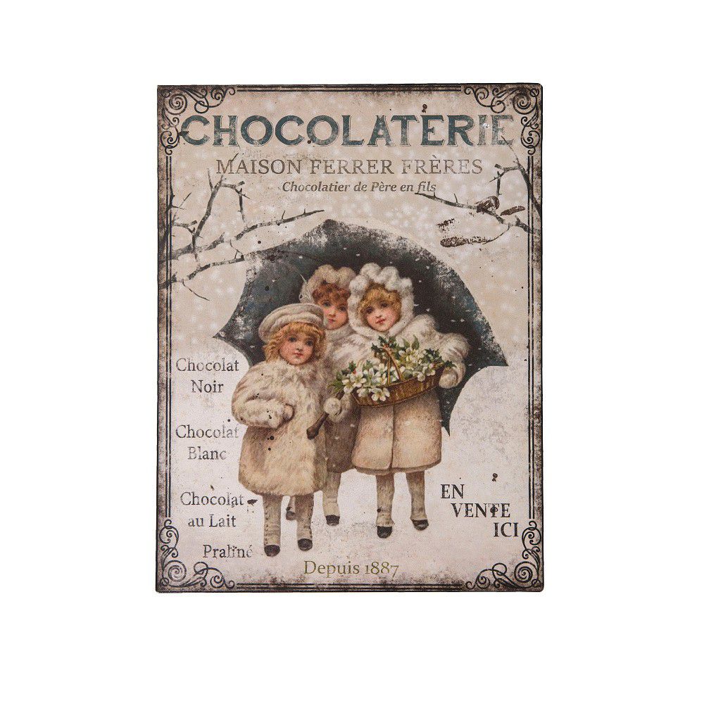 Kovová deska Antic Line Chocolaterie, 25 x 33 cm - Bonami.cz