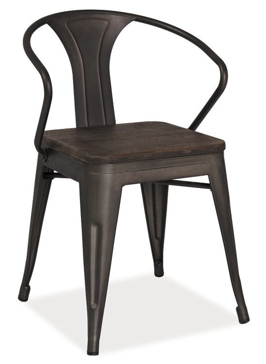 Casarredo Jídelní kovová židle ALVA tmavý ořech/grafit - ATAN Nábytek