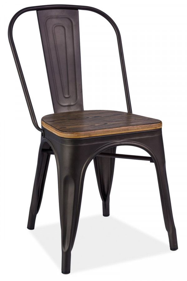 Casarredo Jídelní kovová židle LOFT grafit/tm. ořech - ATAN Nábytek