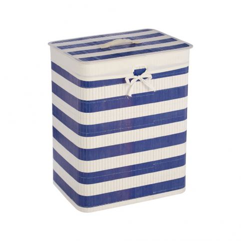 Modro-bílý koš na prádlo z bavlny a bambusu Premier Housewares Kankyo Nautical, 56 l - Bonami.cz