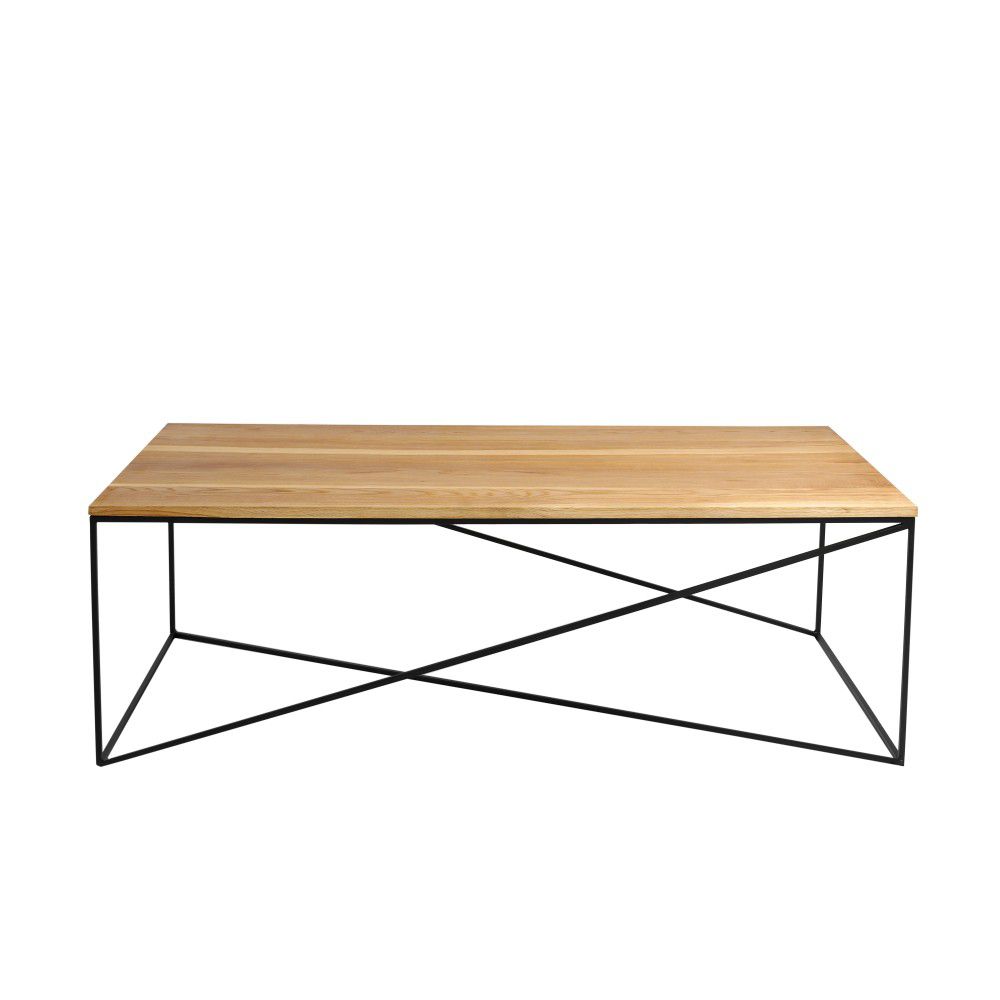 Nordic Design Přírodní masivní konferenční stolek Mountain s černou podnoží 140x80 cm - Designovynabytek.cz