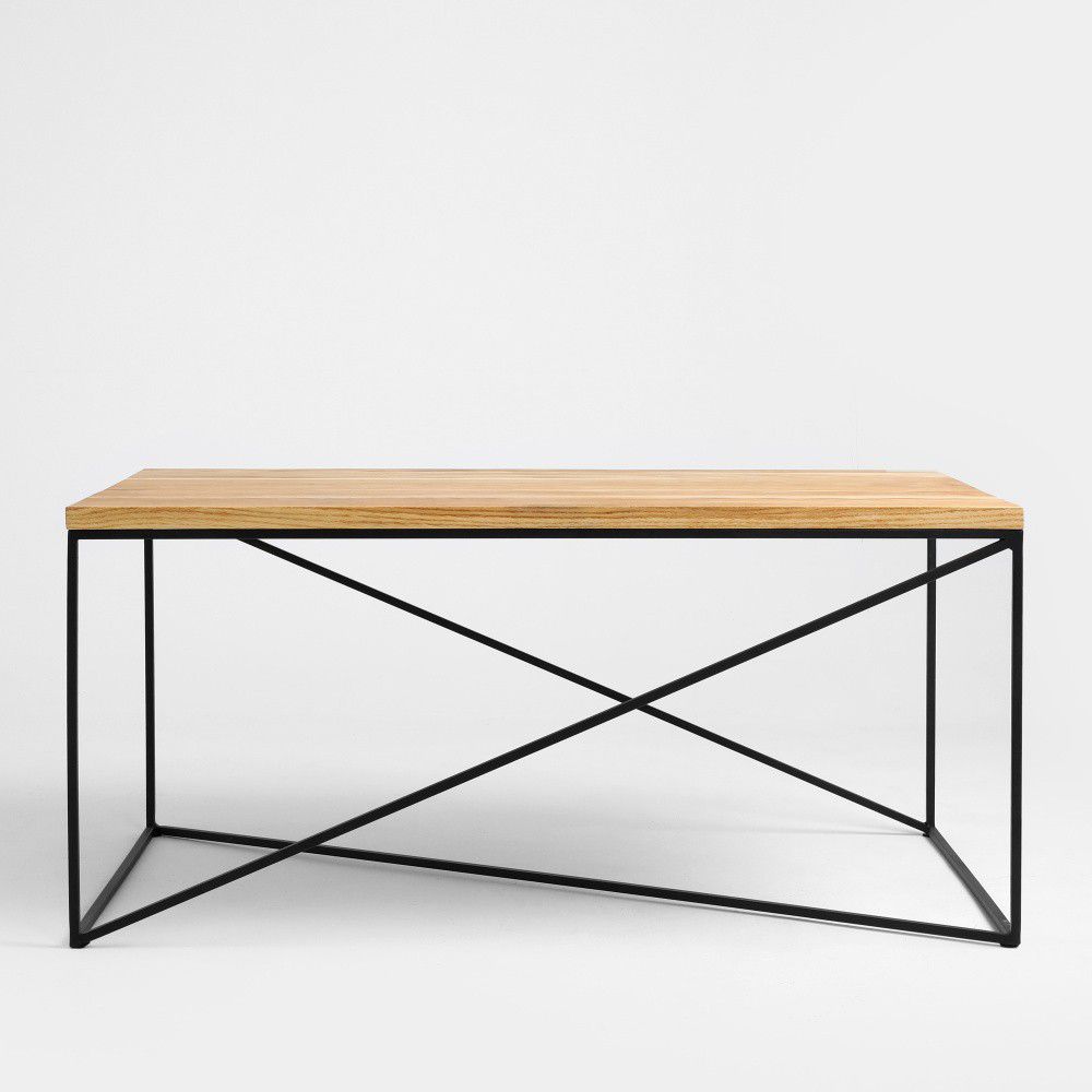 Nordic Design Přírodní masivní konferenční stolek Mountain s černou podnoží 100x60 cm - Designovynabytek.cz