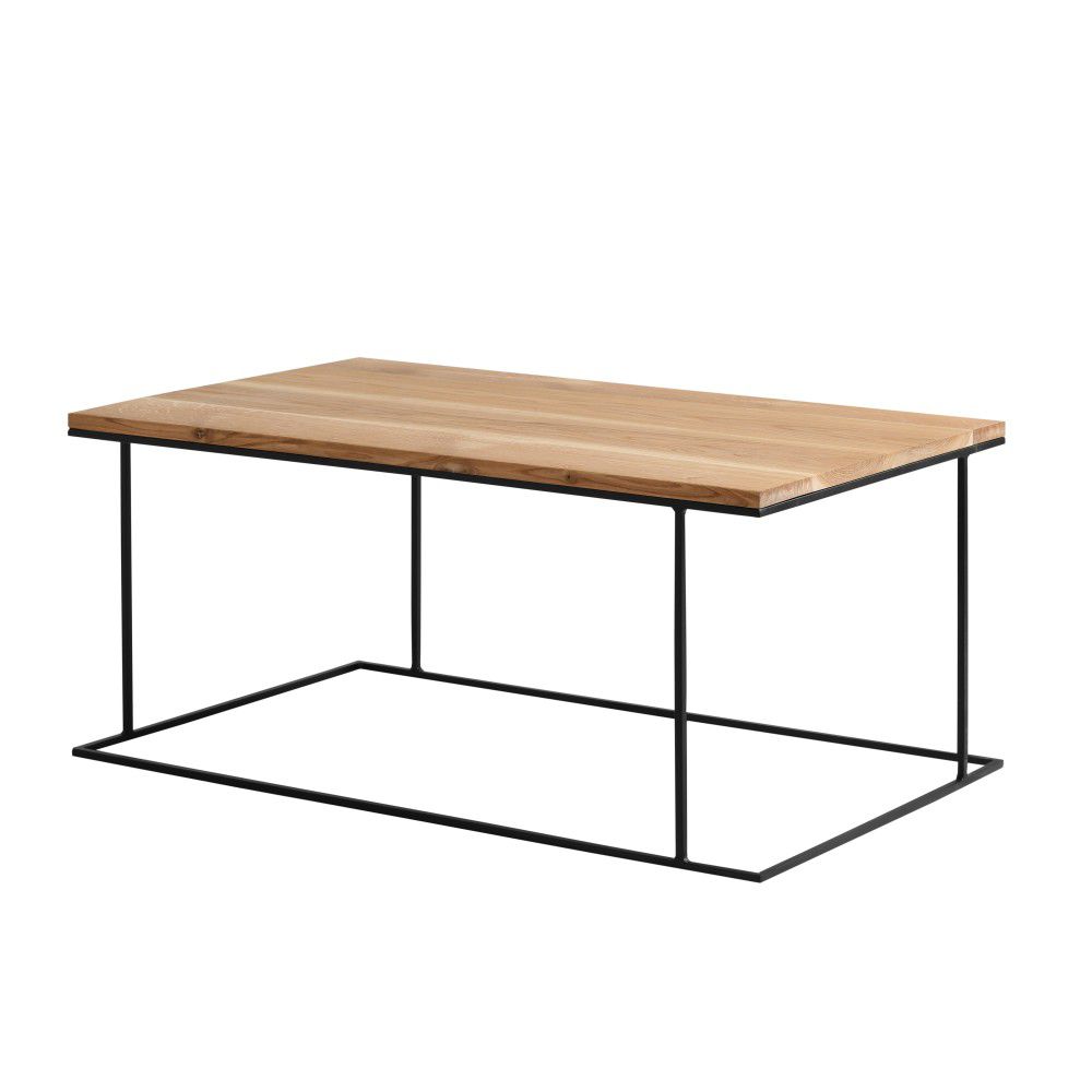 Nordic Design Přírodní masivní konferenční stolek Valter s černou podnoží 100x60 cm - Designovynabytek.cz