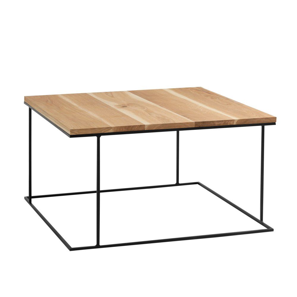 Nordic Design Přírodní masivní konferenční stolek Valter s černou podnoží 100x100 cm - Designovynabytek.cz