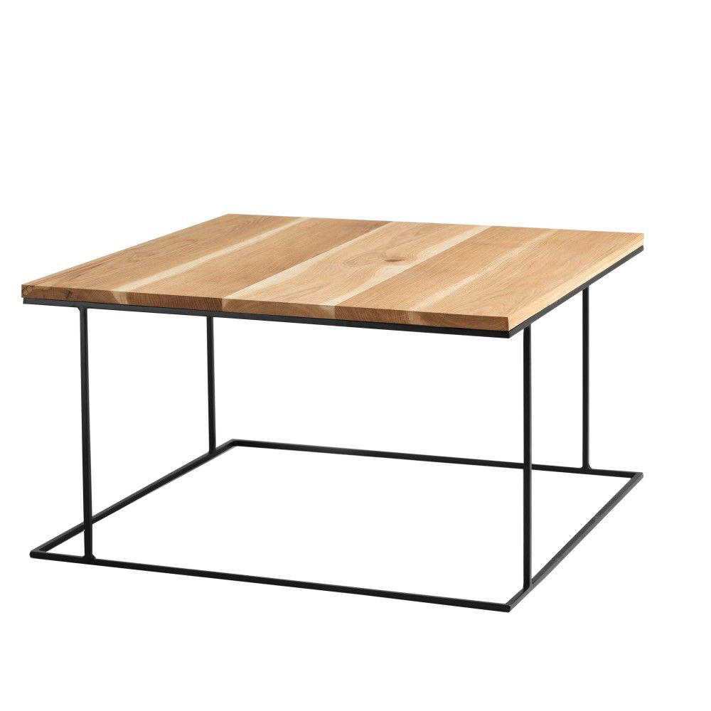 Nordic Design Přírodní masivní konferenční stolek Valter s černou podnoží 80x80 cm - Designovynabytek.cz
