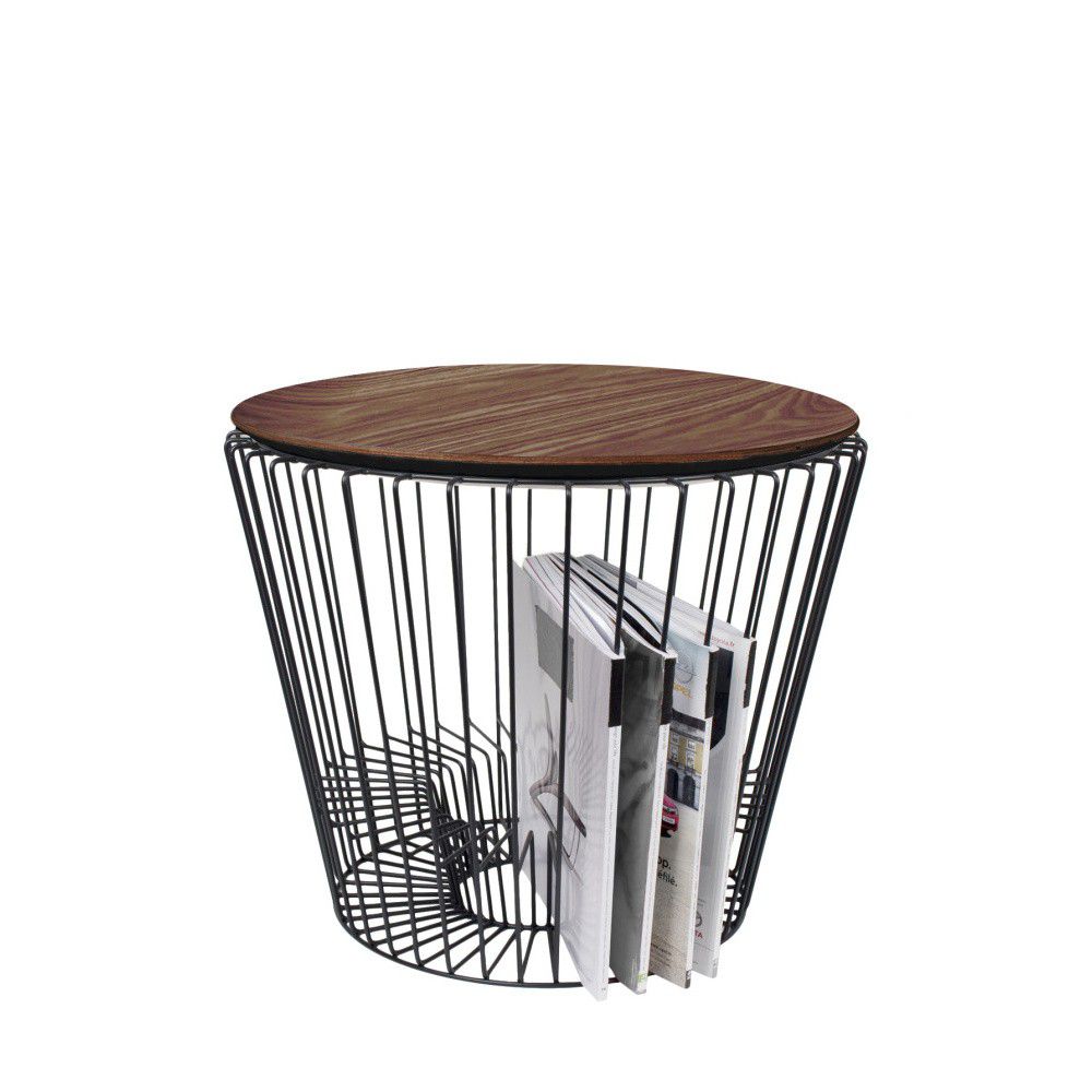 Odkládací stolek z kovu v dekoru ořechového dřeva HARTÔ, ø 50 cm - Bonami.cz