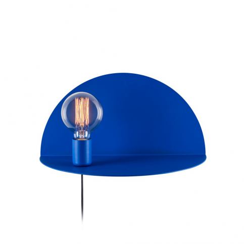 Modrá nástěnná lampa s poličkou Shelfie, výška 20 cm - Bonami.cz