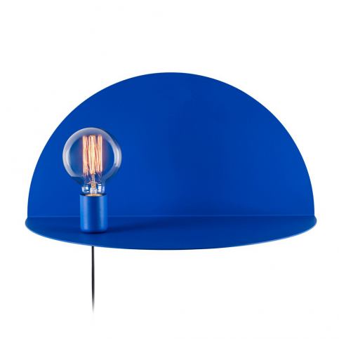 Modrá nástěnná lampa s poličkou Shelfie, výška 25 cm - Bonami.cz