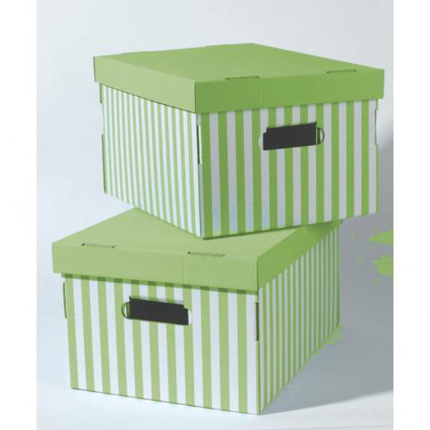 Sada 2 zelených úložných krabic Compactor Stripes - Bonami.cz