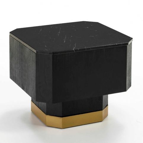 Černý odkládací stolek s mramorovou deskou Thai Natura, 60 x 60 cm - Bonami.cz