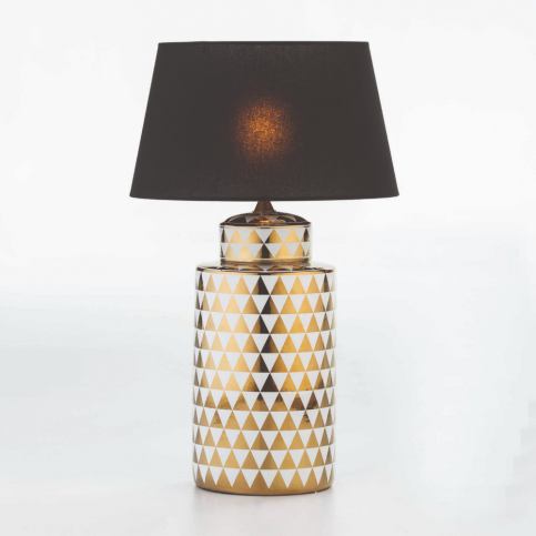 Keramická stolní lampa se vzorem v bílo-zlaté barvě bez stínidla Thai Natura, výška - Bonami.cz