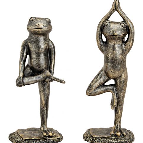 Duo dekoračních žab \"Joga\", bronz - Velký Košík
