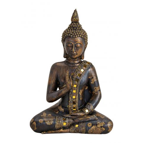 Sedící Buddha v černozlatém oděvu - Velký Košík