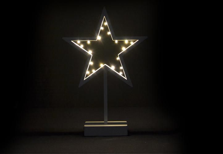 Vánoční dekorace - hvězda na stojánku, 38 cm, 20 LED - OEM D28280 - Favi.cz