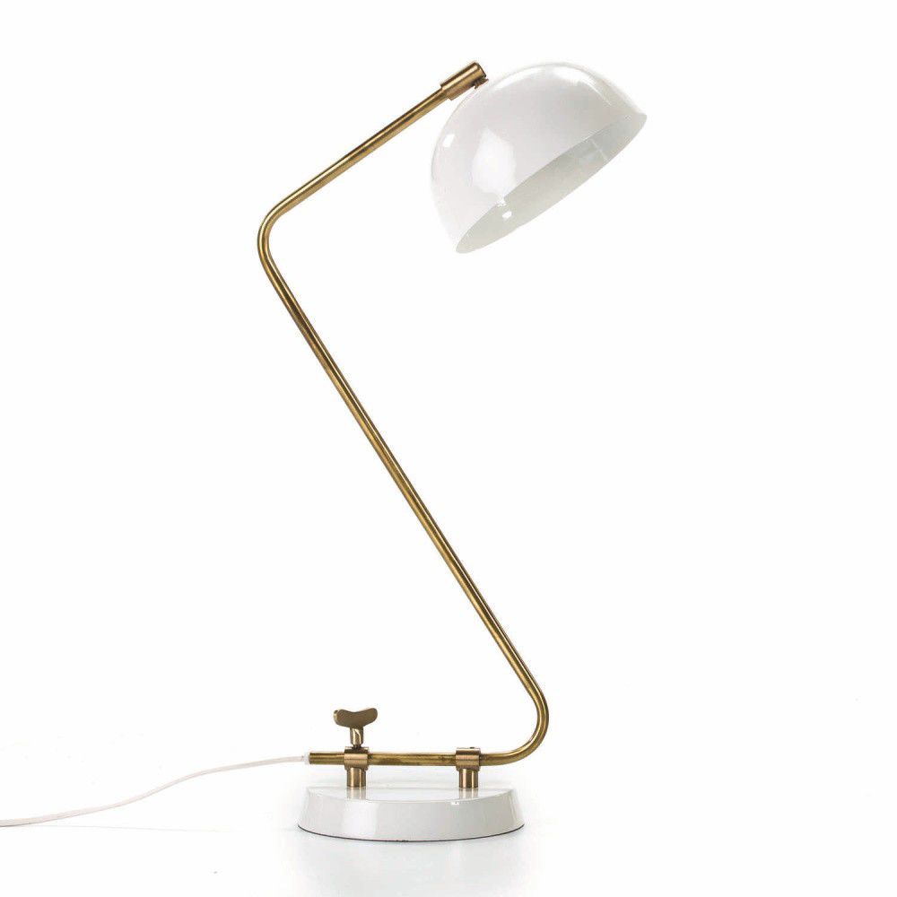 Bílá stolní lampa s konstrukcí ve zlaté barvě Thai Natura - Bonami.cz