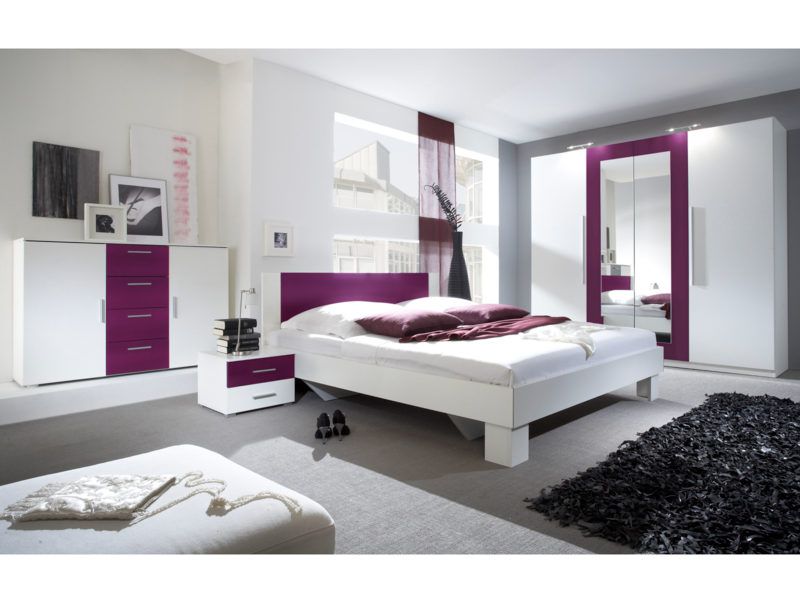 WILDER ložnice s postelí 180x200 cm, bílá/fialová - Favi.cz