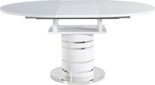Jídelní stůl rozkládací, bílá vysoký lesk HG, průměr 120 cm, ZAMON Mdum - M DUM.cz