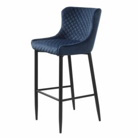 Bonami.cz: Tmavě modrá čalouněná barová židle Unique Furniture Ottowa