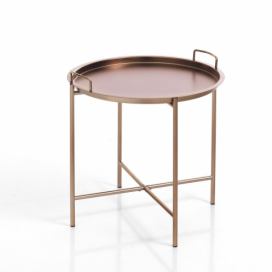 Odkládací stolek v měděné barvě s odnímatelným podnosem Tomasucci Vagna, ⌀ 45 cm