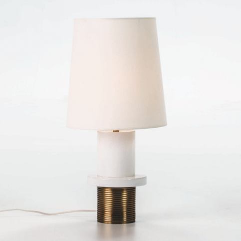 Bílá stolní lampa s detailem ve zlaté barvě bez stínítka Thai Natura, výška 35 cm - Bonami.cz