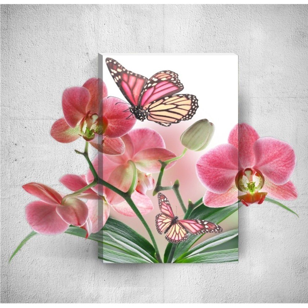 Nástěnný 3D obraz Mosticx Butterflies With Flowers, 40 x 60 cm - Bonami.cz