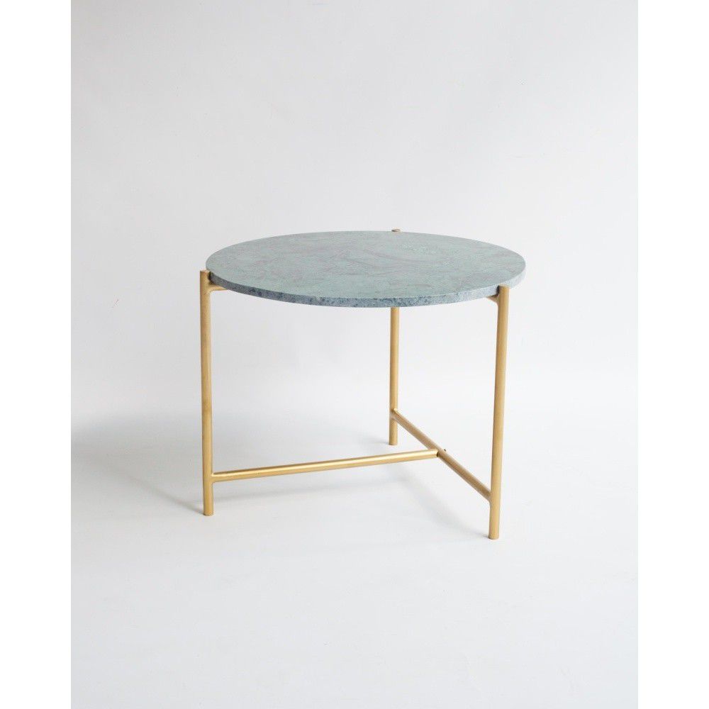 Mramorový kulatý konferenční stolek v zeleno-zlaté barvě ø 50 cm Morgans – Really Nice Things - Bonami.cz