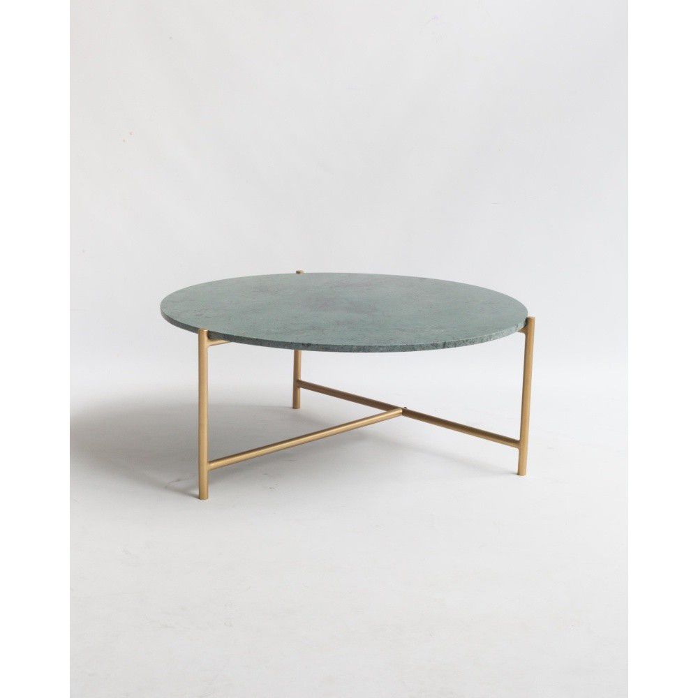 Mramorový kulatý konferenční stolek v zeleno-zlaté barvě ø 80 cm Morgans – Really Nice Things - Bonami.cz